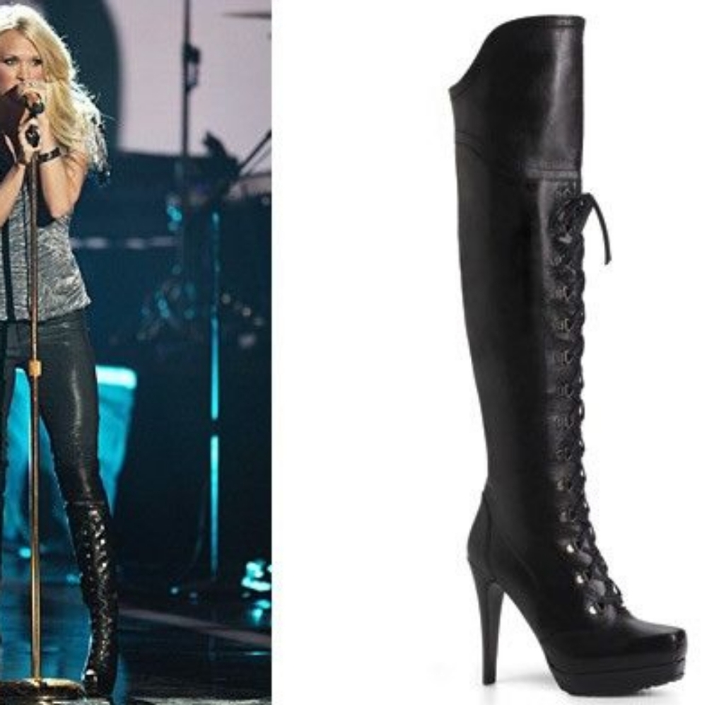 Stuart Weitzman Over knee combat stiletto boots